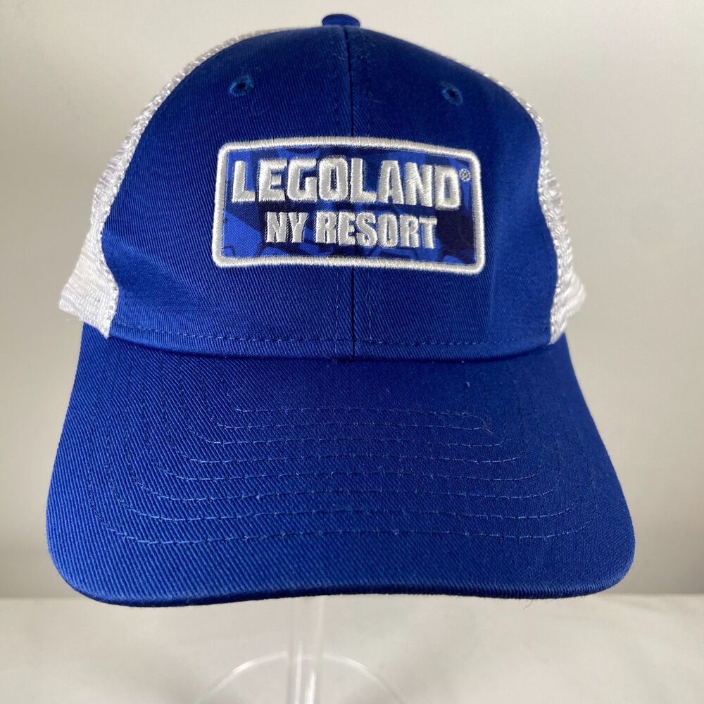 Legoland NY Resort Hat Blue White Mesh Theme Park Trucker Cap Adjustable Snapbac